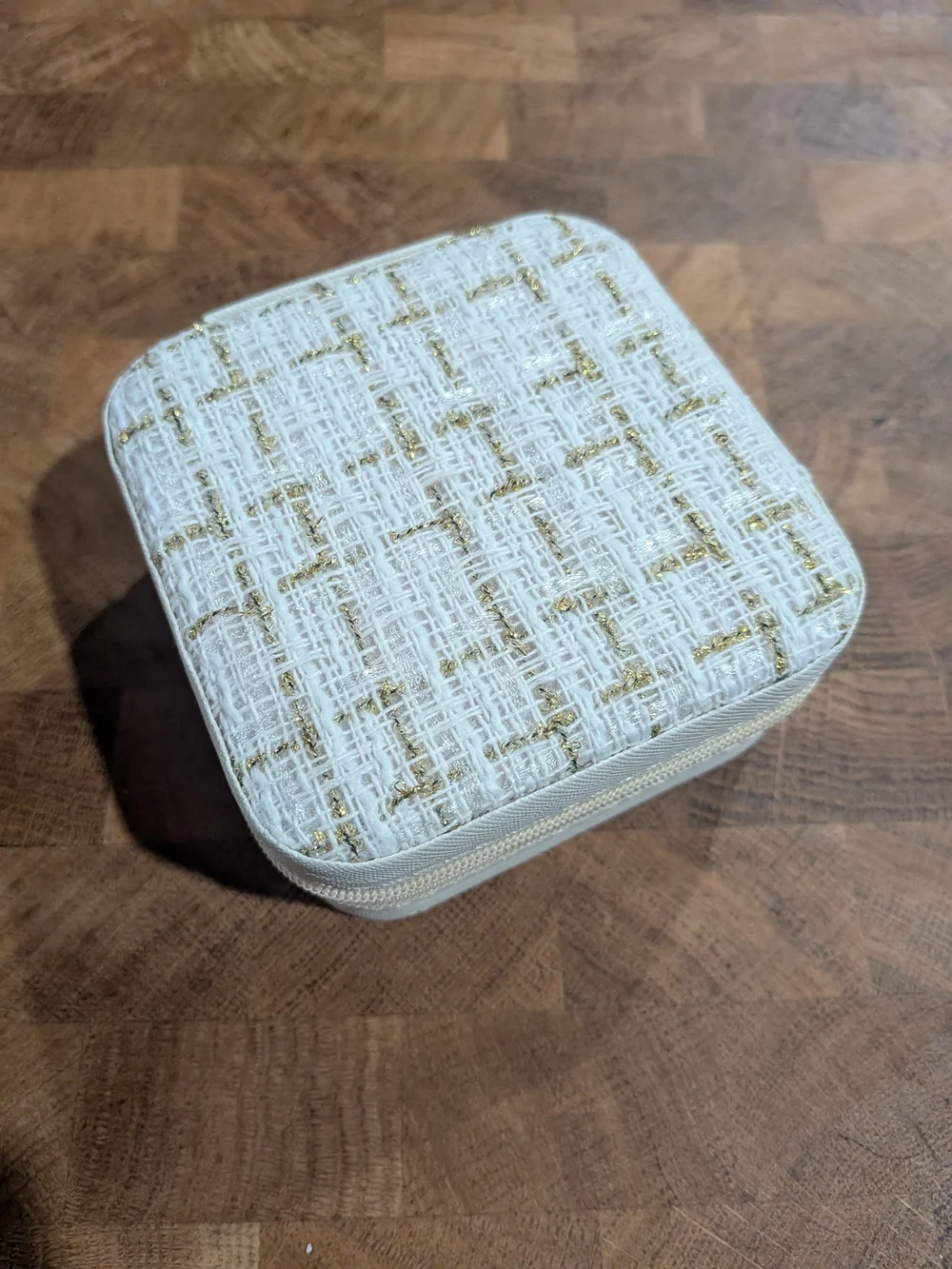 Compact Travel Jewelry Case Organizer in Light Cream